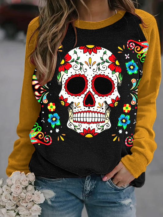 Women's Fiesta Skull Print Casual Sweatshirt