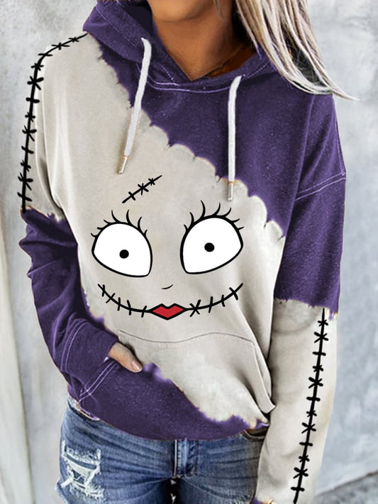 Women's Funny Sally Happy Face Print Casual Hoodie