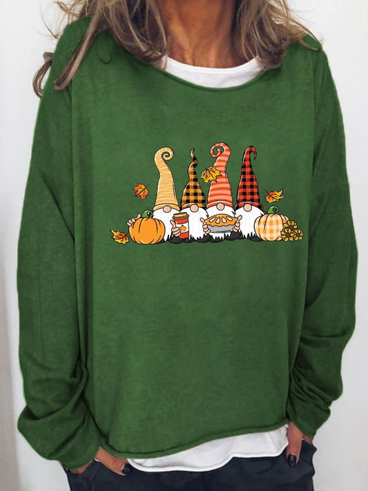 Women's Halloween Pumpkin Print Casual Crewneck Sweatshirt