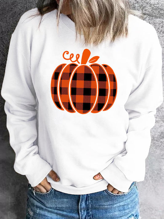 Women's Orange Pumpkin Check Sweatshirt