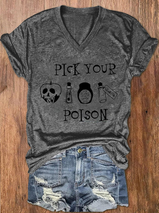 Women's Halloween Pick Your Poison Print Top