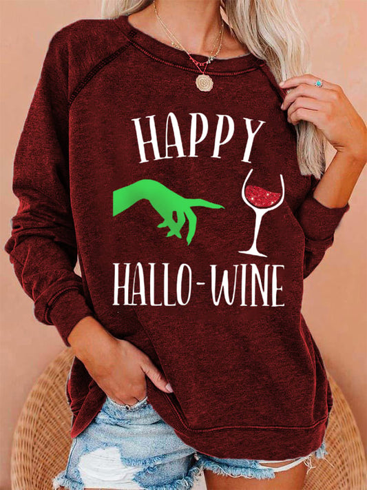 Women's Happy Hallo-Wine Casual Sweatshirt