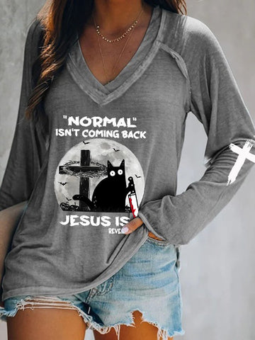 Women's Normal Isn't Coming Back Jesus Is Halloween T-Shirt