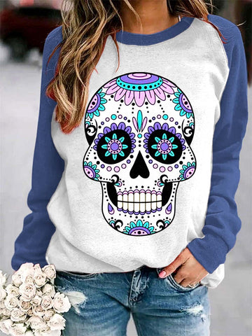 Women's Art Undead Skull Print Sweatshirt