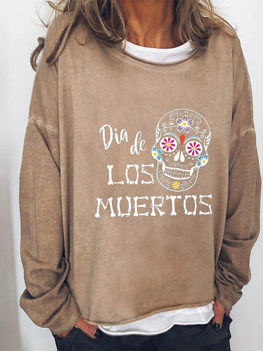 Women's Day of the Dead Dia De Los Muertos Skull Print Top