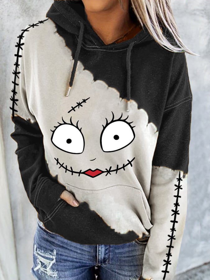 Women's Funny Sally Happy Face Print Casual Hoodie