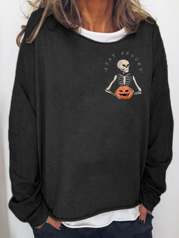 Women's Casual "STAY SPOOKY" Printed Top