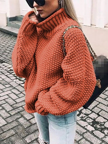 Women's Turtleneck Solid Color Casual Sweater