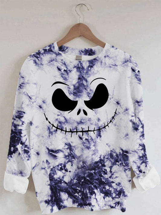 Women's Halloween Jack Skellington Tie Dye Print Sweatshirt