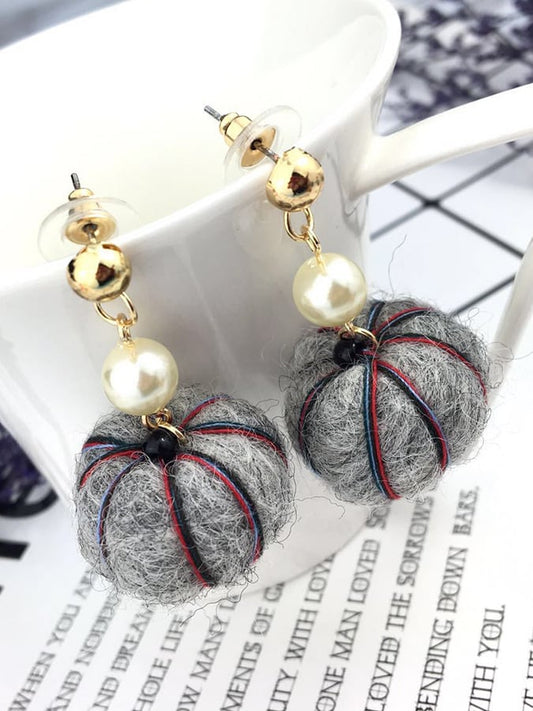 Women's Halloween Pumpkin Ball Earrings