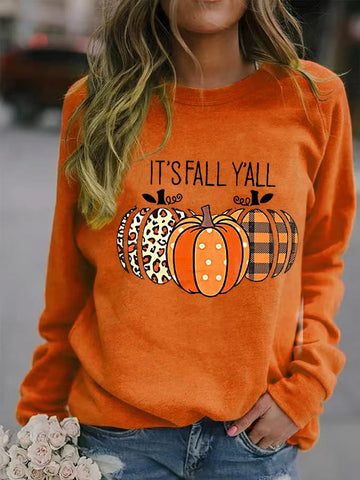 Women's Halloween IT'S  FALL Y'ALL Printed Sweatshirt