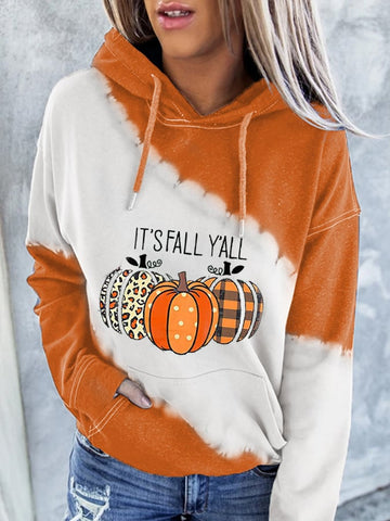 Women's Halloween IT'S FALL Y'ALL Print Tie-dye Print Casual Hoodie