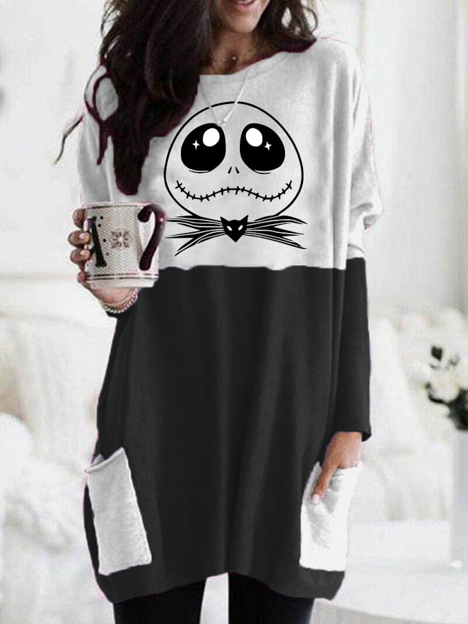 Women's Jack Skellington Print Casual Long Sleeve T-Shirt