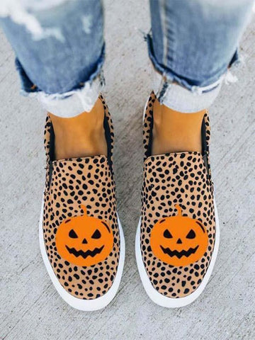 Women's Halloween Leopard Pumpkin casual shoes