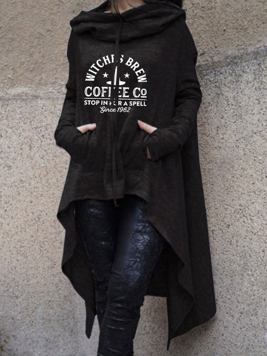 Women's Halloween Witches Brew Coffee Co Stop In For A Spell Since 1962 Casual Cape Hoodie