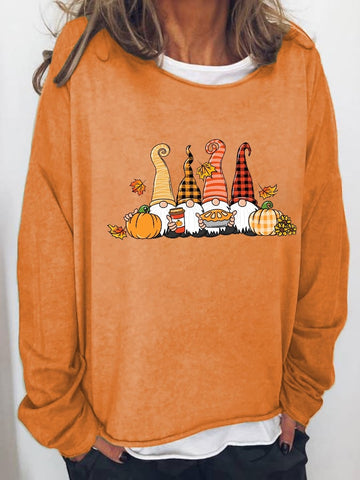 Women's Halloween Pumpkin Print Casual Crewneck Sweatshirt