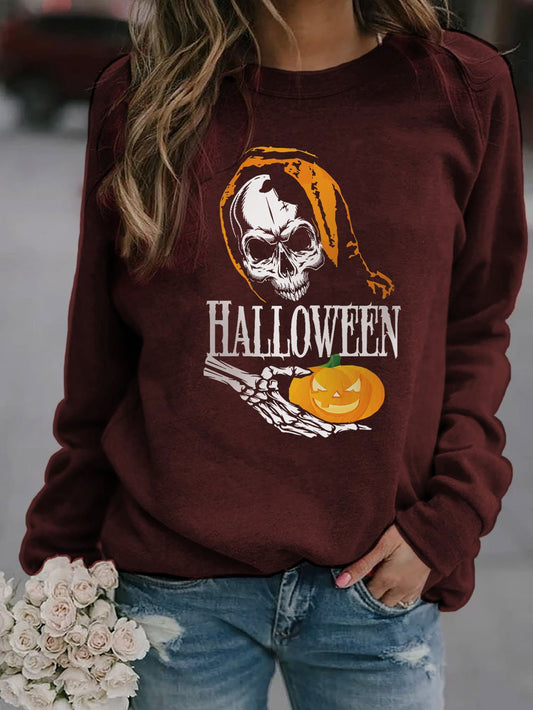 Women's Halloween Skeleton Print Sweatshirt