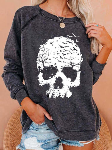 Women's Skull Print Casual Sweatshirt