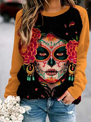 Women's Day of the Dead Print Sweatshirt