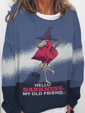 Halloween Hello Darkness My Old Friend Print Sweatshirt