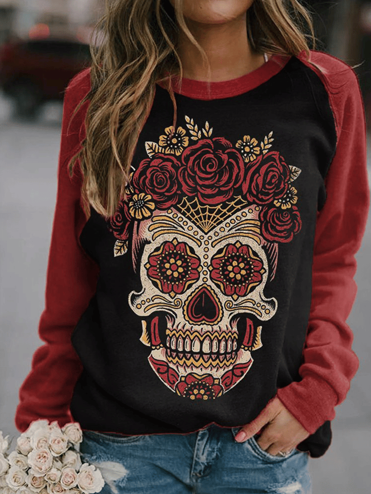 Women's Art Undead Skull Print Sweatshirt