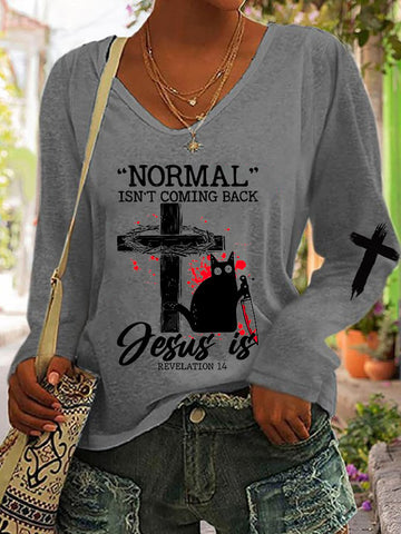 Women's Normal Isn't Coming Back Jesus Is Halloween T-Shirt