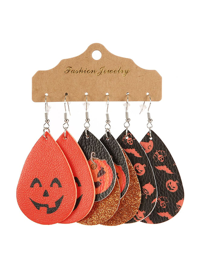 Women's Halloween Pumpkin Ghost Face Earrings 3 Pairs