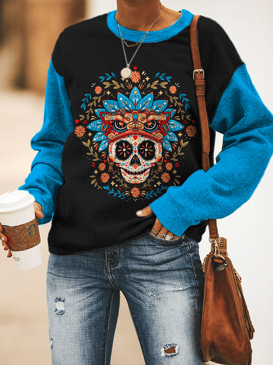 Women's Art Undead Skull Print Sweatshirt