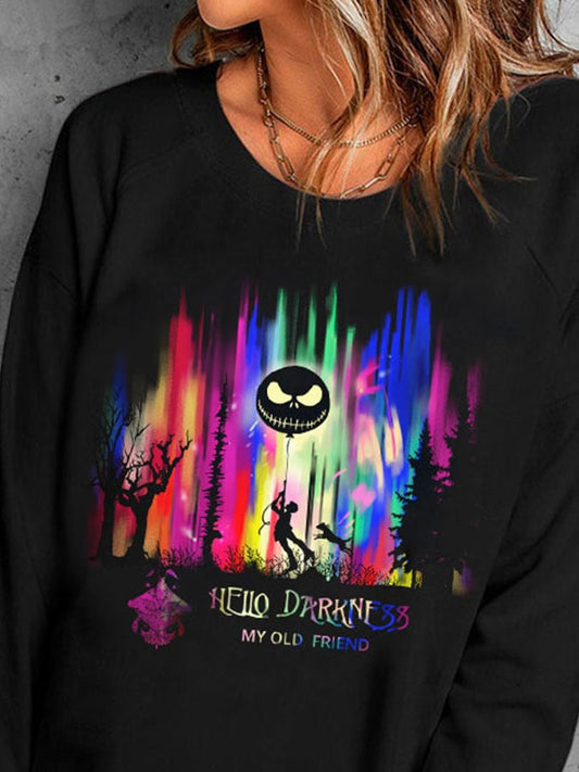 Halloween Hello Darkness My Old Friend Print Sweatshirt