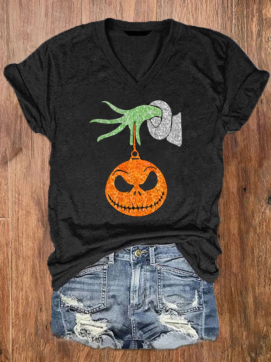 Women's Halloween Funny Pumpkin Print Top