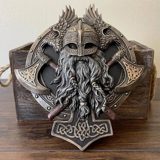 (🎁2024-New Year Hot Sale🎁)🪓Retro Viking Berserker Double Axe Wall Decorative Plaque Resin Ornaments Wall Decor Plaque🔥 BUY 2 SAVE 10% & FREE SHIPPING 🔥