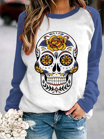 Women's Art Undead Skull Print Sweatshirt