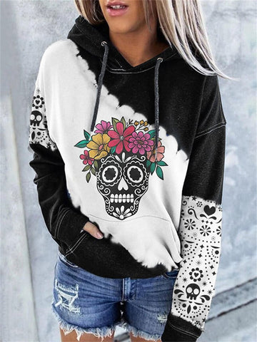 Women's Day Of The Dead Skull Print Hoodie