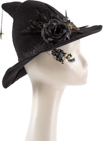 Steampunk Halloween Witch Hat Goth curved brim