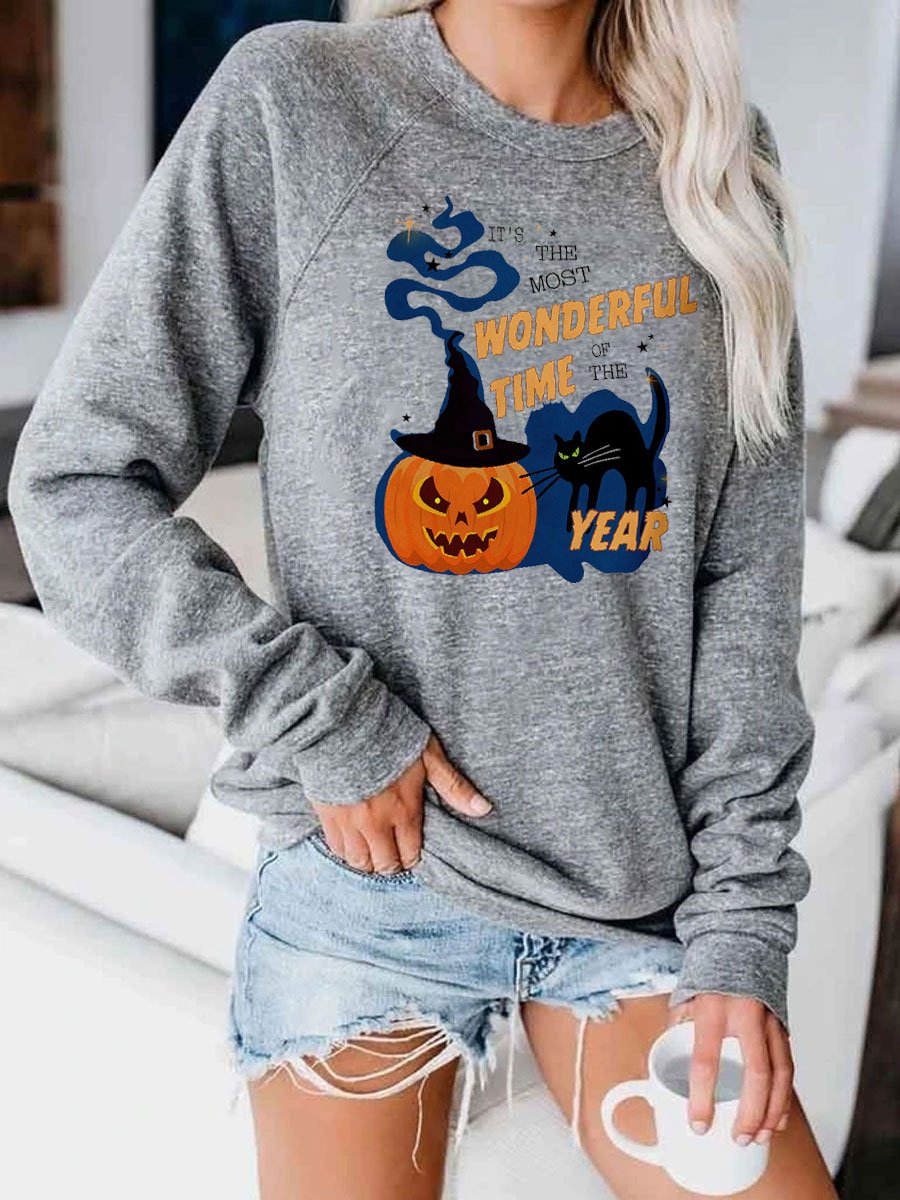 Women's It’s The Most Wonderful Year Print Crew Neck Casual Sweatshirt