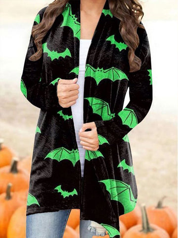 Women's Halloween Bat Print Cardigan