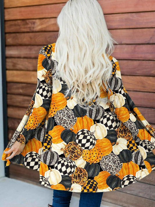 Women's Halloween Pumpkin Print Cardigan