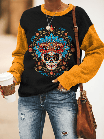 Women's Art Undead Skull Print Sweatshirt