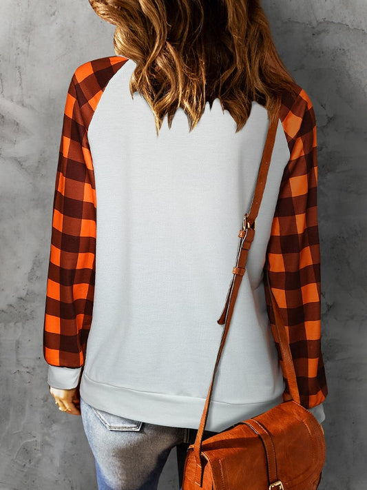 Women's IT'S FALL Y'ALL Pumpkin Check Sweatshirt