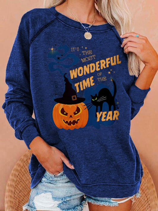 Women'sIt’s The Most Wonderful Year Print Casual Crewneck Sweatshirt